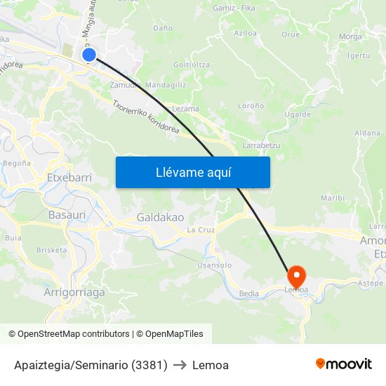 Apaiztegia/Seminario (3381) to Lemoa map