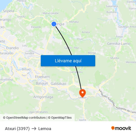 Atxuri (3397) to Lemoa map