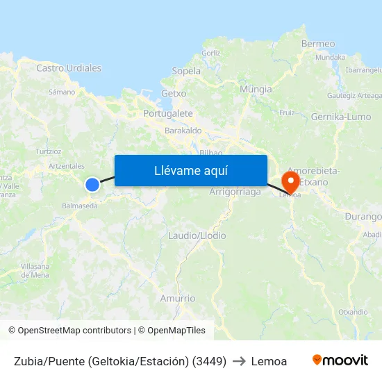 Zubia/Puente (Geltokia/Estación) (3449) to Lemoa map