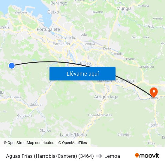 Aguas Frías (Harrobia/Cantera) (3464) to Lemoa map