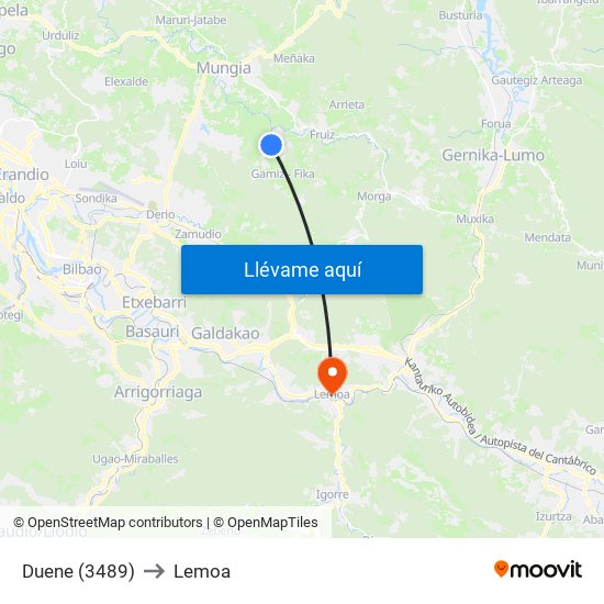 Duene (3489) to Lemoa map