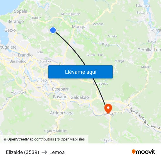 Elizalde (3539) to Lemoa map