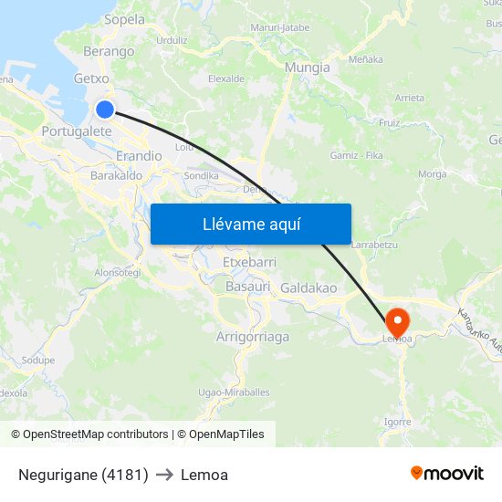 Negurigane (4181) to Lemoa map