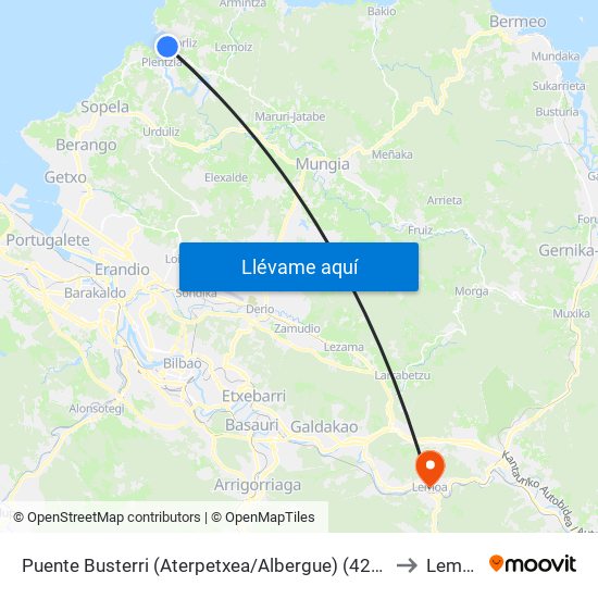 Puente Busterri (Aterpetxea/Albergue) (4209) to Lemoa map