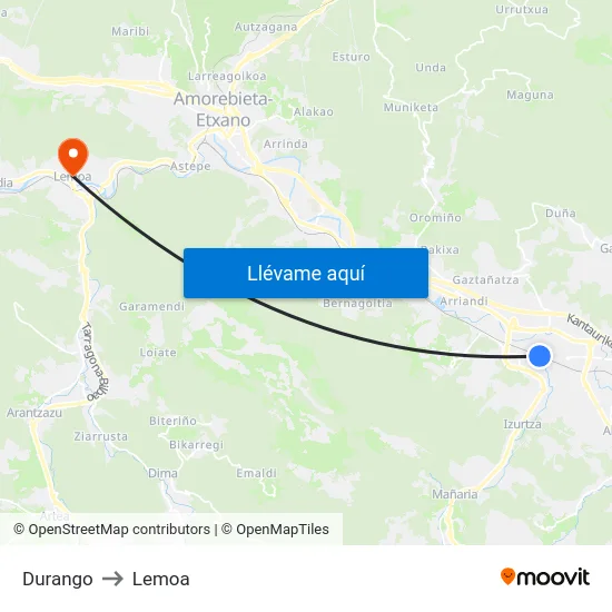 Durango to Lemoa map