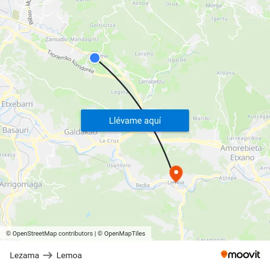 Lezama to Lemoa map