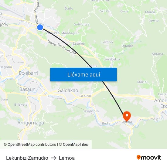 Lekunbiz-Zamudio to Lemoa map