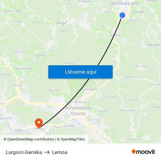 Lurgorri-Gernika to Lemoa map