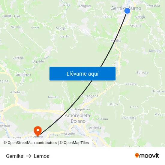 Gernika to Lemoa map