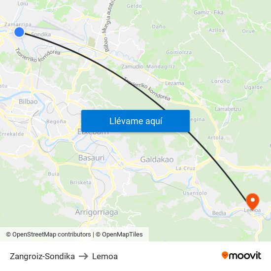 Zangroiz-Sondika to Lemoa map