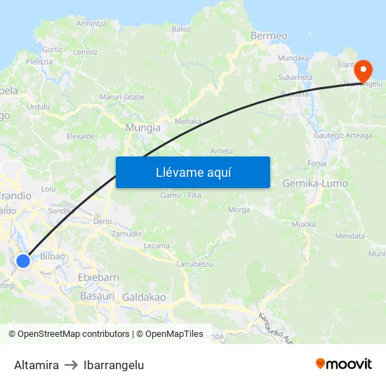 Altamira to Ibarrangelu map