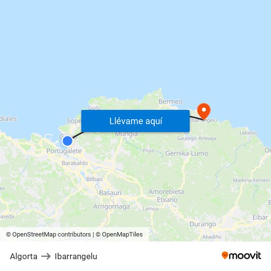 Algorta to Ibarrangelu map