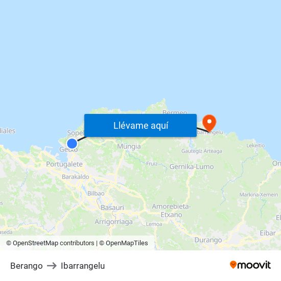 Berango to Ibarrangelu map