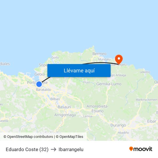 Eduardo Coste (32) to Ibarrangelu map