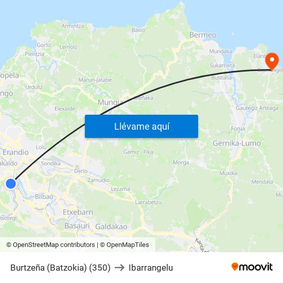 Burtzeña (Batzokia) (350) to Ibarrangelu map