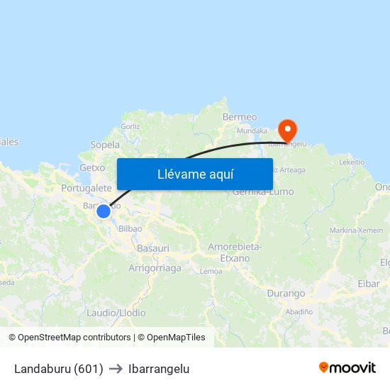 Landaburu (601) to Ibarrangelu map