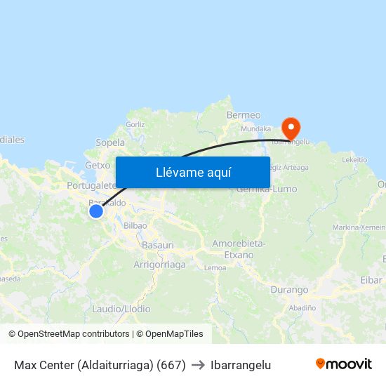 Max Center (Aldaiturriaga) (667) to Ibarrangelu map