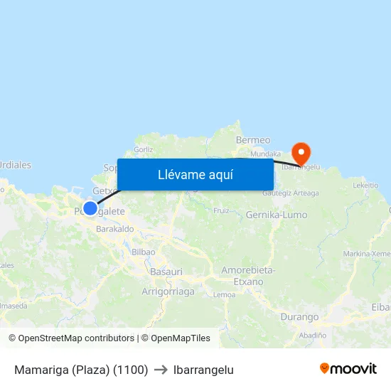 Mamariga (Plaza) (1100) to Ibarrangelu map