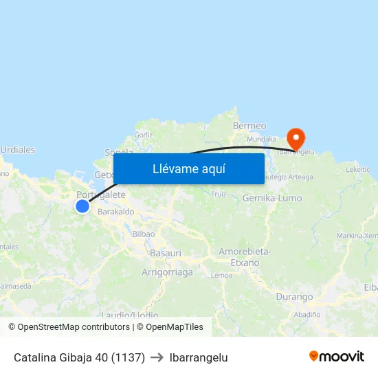 Catalina Gibaja 40 (1137) to Ibarrangelu map