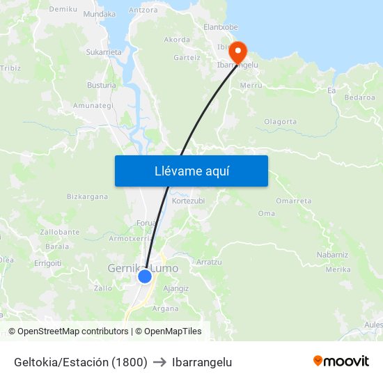 Geltokia/Estación (1800) to Ibarrangelu map