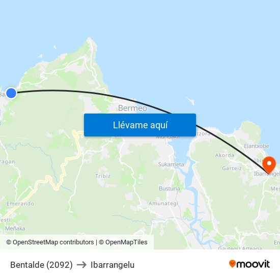 Bentalde (2092) to Ibarrangelu map