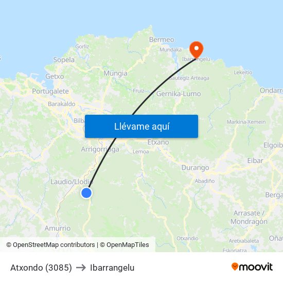 Atxondo (3085) to Ibarrangelu map