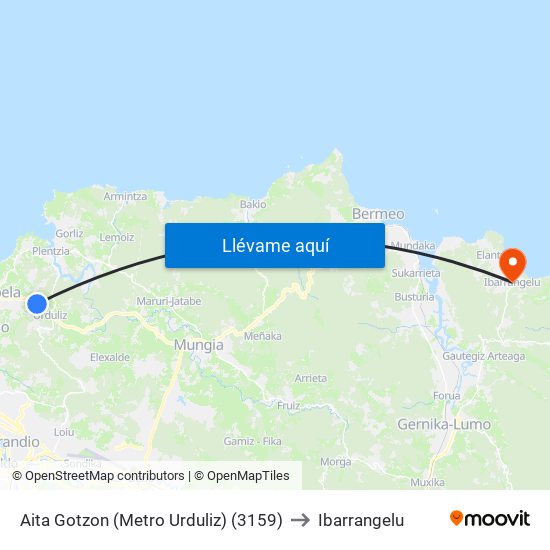 Aita Gotzon (Metro Urduliz) (3159) to Ibarrangelu map