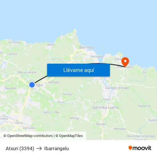 Atxuri (3394) to Ibarrangelu map