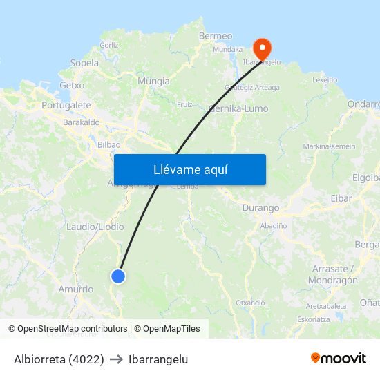 Albiorreta (4022) to Ibarrangelu map