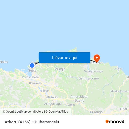 Azkorri (4166) to Ibarrangelu map