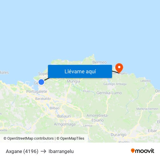 Axgane (4196) to Ibarrangelu map