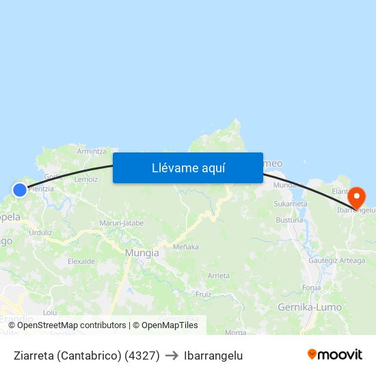 Ziarreta (Cantabrico) (4327) to Ibarrangelu map