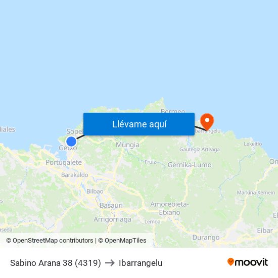 Sabino Arana 38 (4319) to Ibarrangelu map