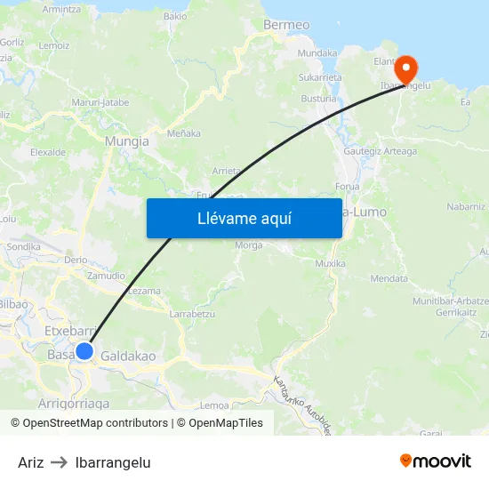 Ariz to Ibarrangelu map