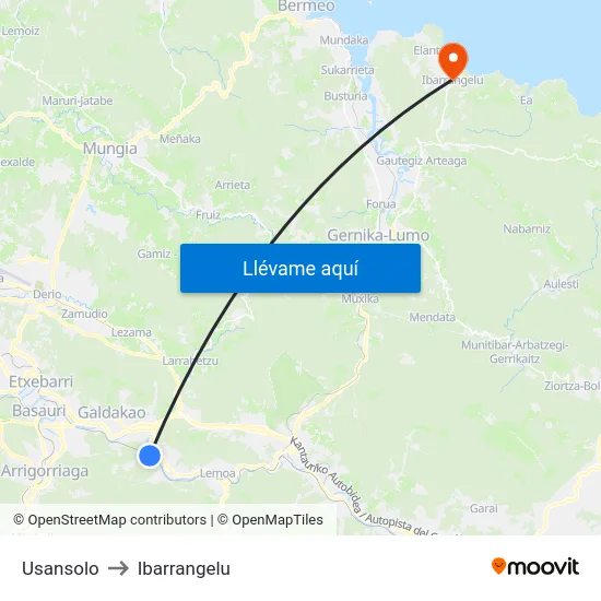 Usansolo to Ibarrangelu map