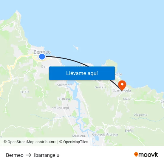 Bermeo to Ibarrangelu map