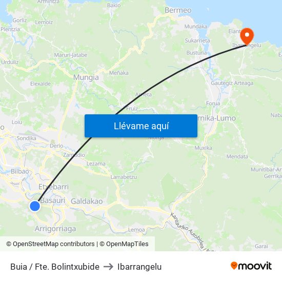 Buia / Fte. Bolintxubide to Ibarrangelu map