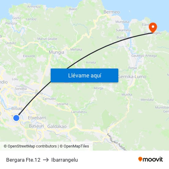 Bergara Fte.12 to Ibarrangelu map