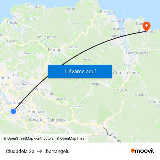 Ciudadela 2a to Ibarrangelu map