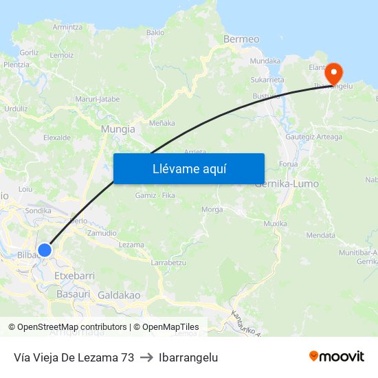 Vía Vieja De Lezama 73 to Ibarrangelu map