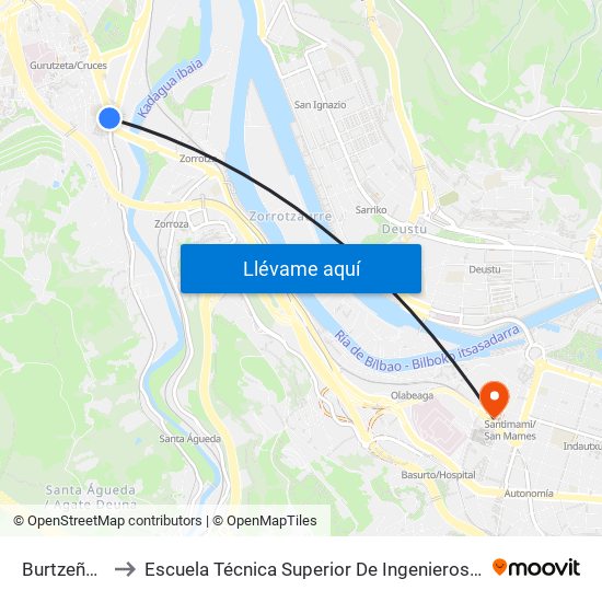 Burtzeña Batzokia to Escuela Técnica Superior De Ingenieros Industriales De Bilbao - Edificio C map