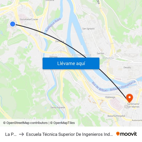 La Paz 21 to Escuela Técnica Superior De Ingenieros Industriales De Bilbao - Edificio C map