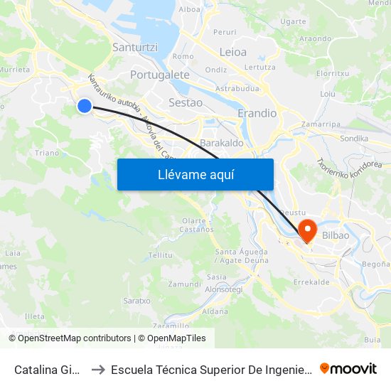 Catalina Gibaja 40 (1137) to Escuela Técnica Superior De Ingenieros Industriales De Bilbao - Edificio C map