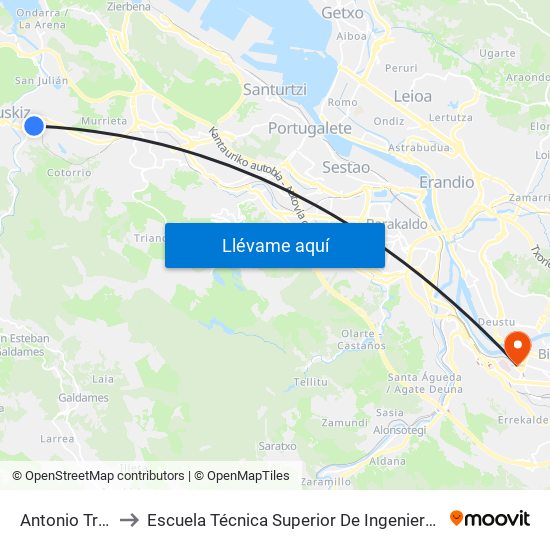Antonio Trueba (1236) to Escuela Técnica Superior De Ingenieros Industriales De Bilbao - Edificio C map