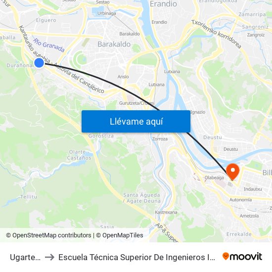 Ugarte (1416) to Escuela Técnica Superior De Ingenieros Industriales De Bilbao - Edificio C map