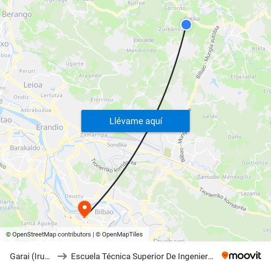 Garai (Irubide) (3116) to Escuela Técnica Superior De Ingenieros Industriales De Bilbao - Edificio C map