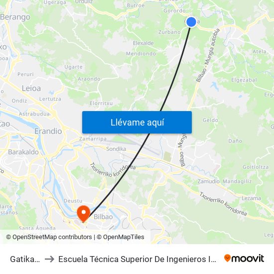 Gatika (3144) to Escuela Técnica Superior De Ingenieros Industriales De Bilbao - Edificio C map