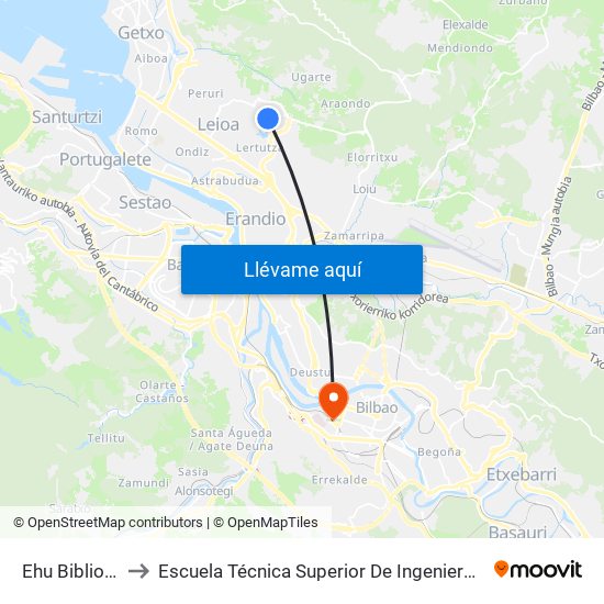 Ehu Biblioteka (3515) to Escuela Técnica Superior De Ingenieros Industriales De Bilbao - Edificio C map