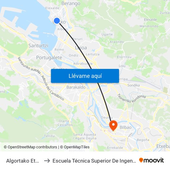 Algortako Etorbidea 59 (4155) to Escuela Técnica Superior De Ingenieros Industriales De Bilbao - Edificio C map