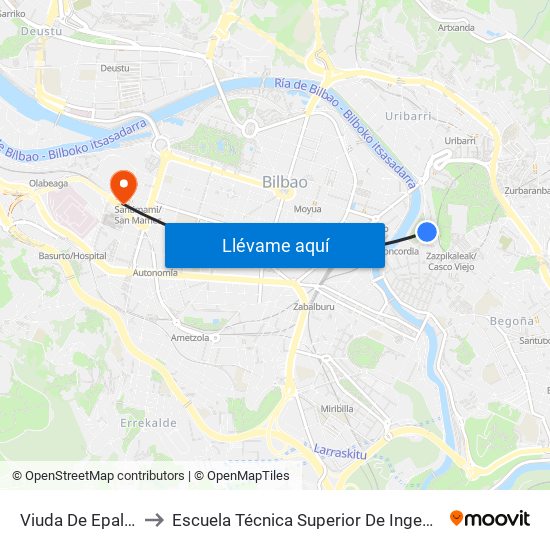 Viuda De Epalza 1 / San Nicolás to Escuela Técnica Superior De Ingenieros Industriales De Bilbao - Edificio C map